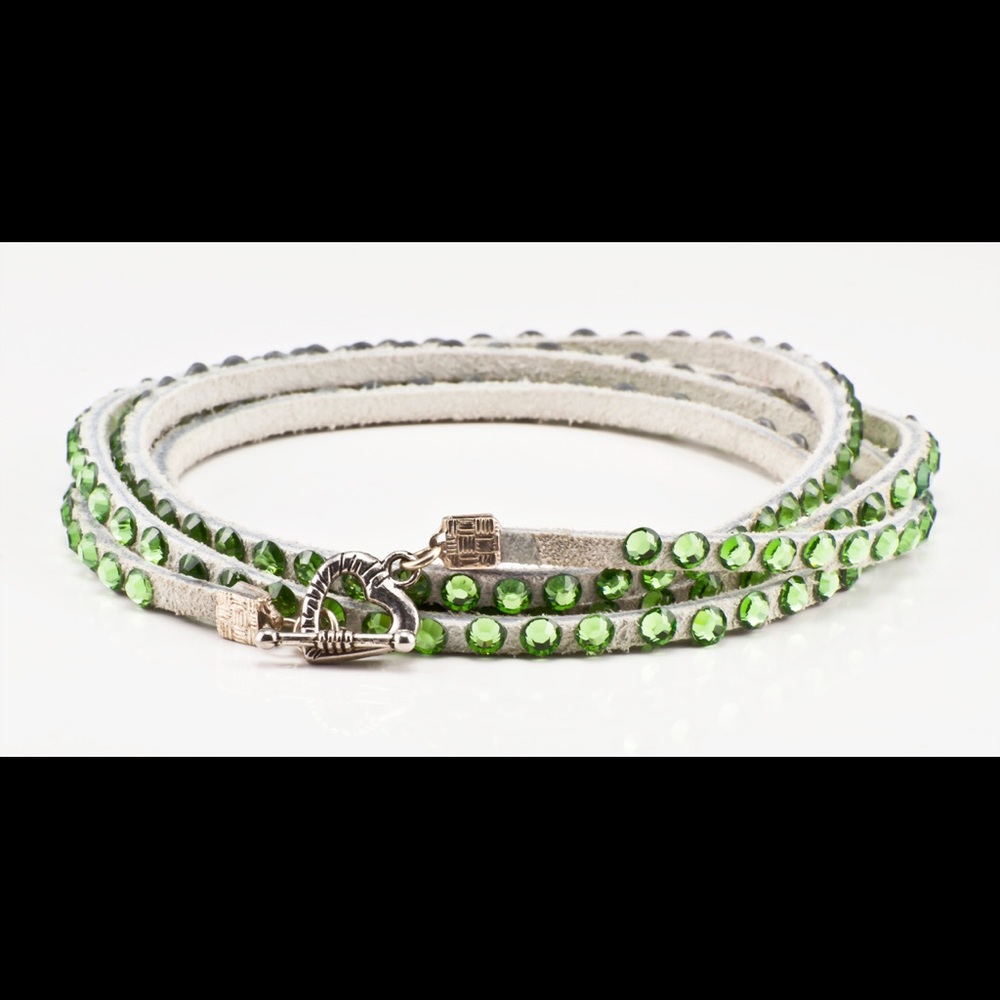 Swarovski crystal bracelet in white with green